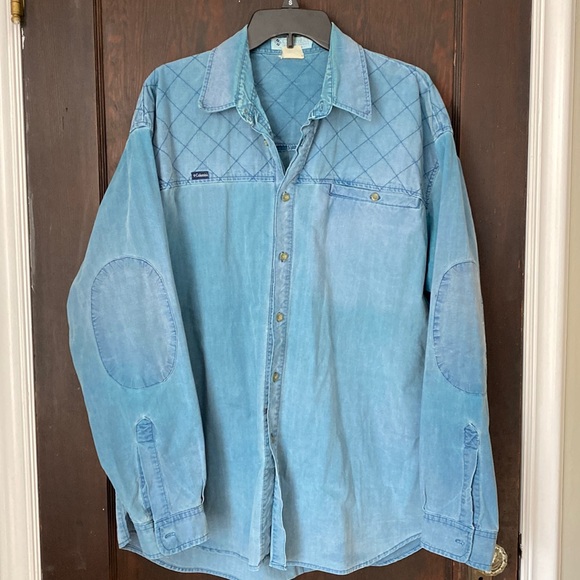 Columbia Other - Vintage 90s Columbia Quilted Elbow Patch Button Up Shirt Mens XL
